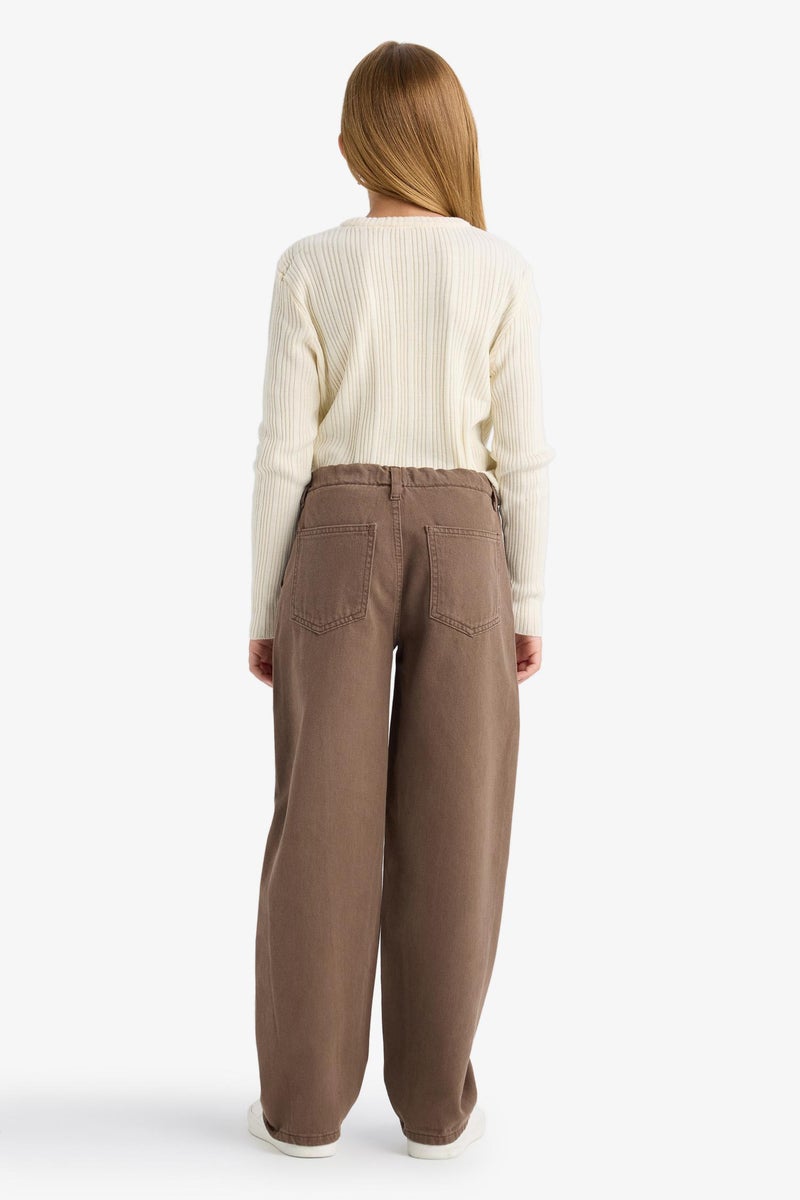 DeFacto Brown Girl Girl Balloon Fit Gabardine Trousers Casual - Image 5